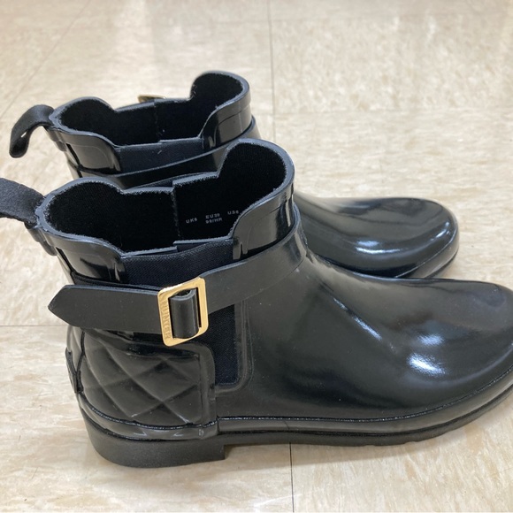 Hunter refined grossfit slim rain bootie size 8 black new without tags - Picture 8 of 12